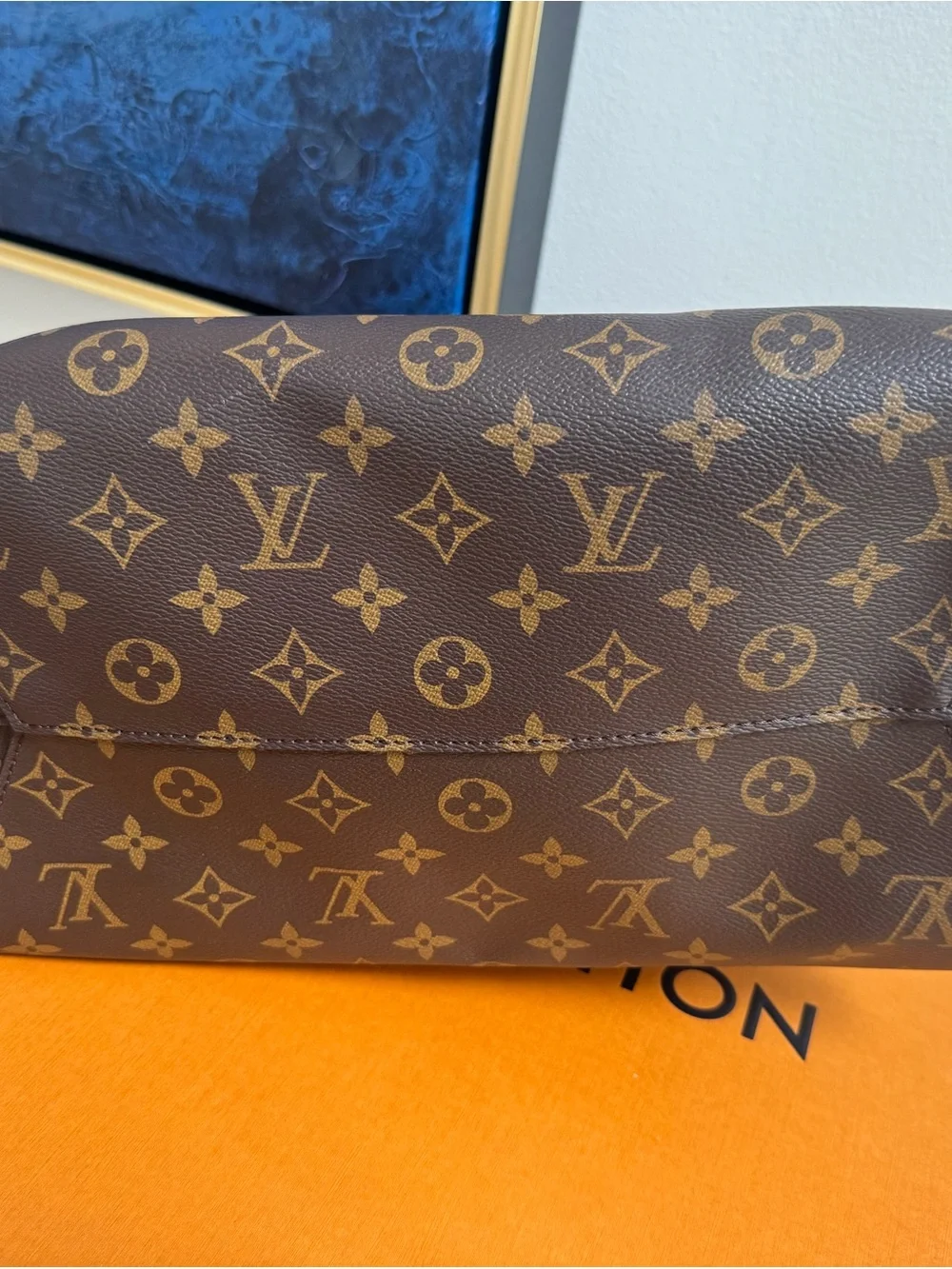 Louis Vuitton Brown Monogram Hobo with Red Trim and Gold Lock
